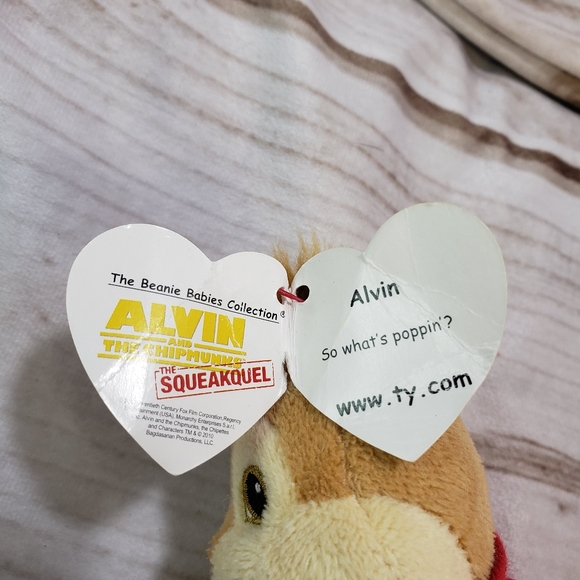 🌞SOLD🌞 TY Beanie Babies Alvin Chipmunk Plush Toy 6.5 Inch 2011 The Squeakquel - Picture 7 of 10